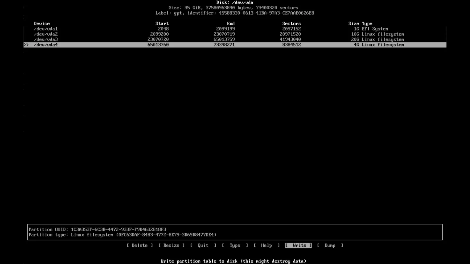 cfdisk partition utility